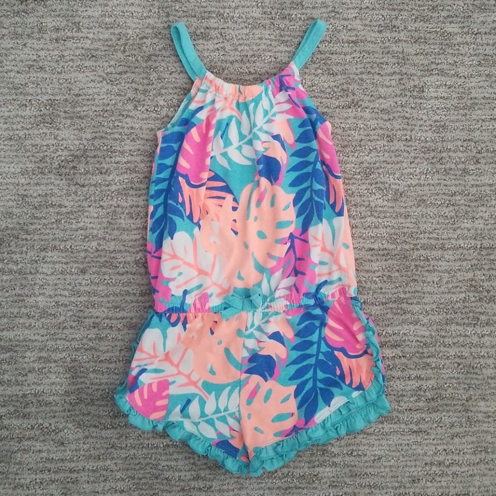 3T Girls Palm Print Romper by Okie Dokie